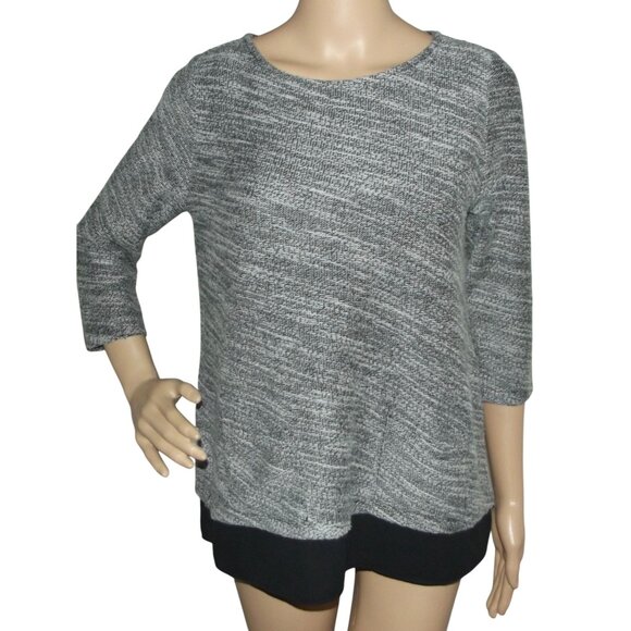 Talbots Sweater Womens Size SP Black White Woven Knit pockets shirttail tunic PS - Picture 1 of 14